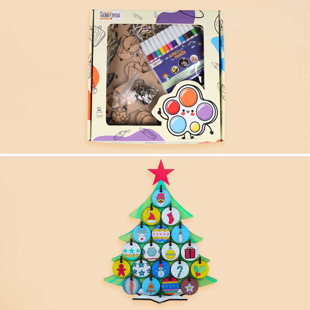 Pre Marked Make Your Own Christmas Tree MDF Wood Painting DIY Kit