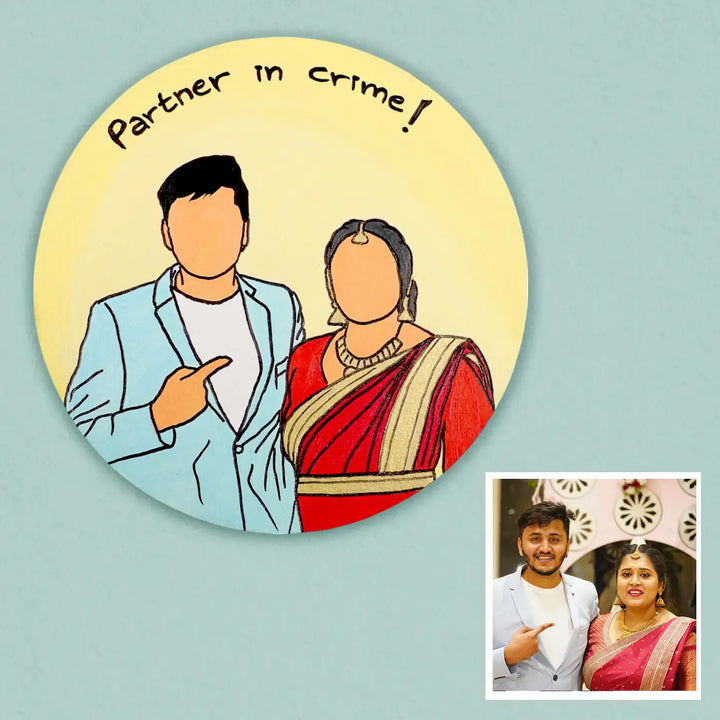 Photo Personalized Hand-Painted Siblings Duo MDF Wood Portrait