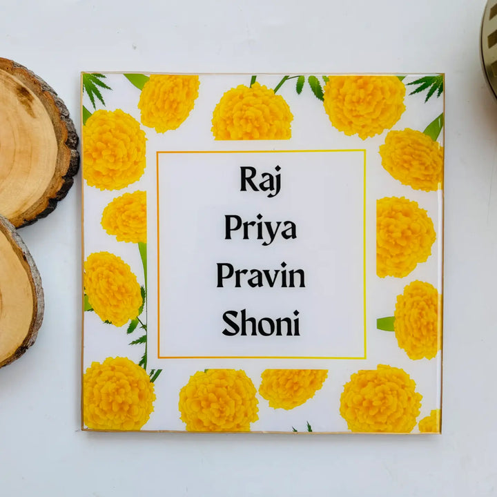 Personalized Marigold Theme Resin Name Plate
