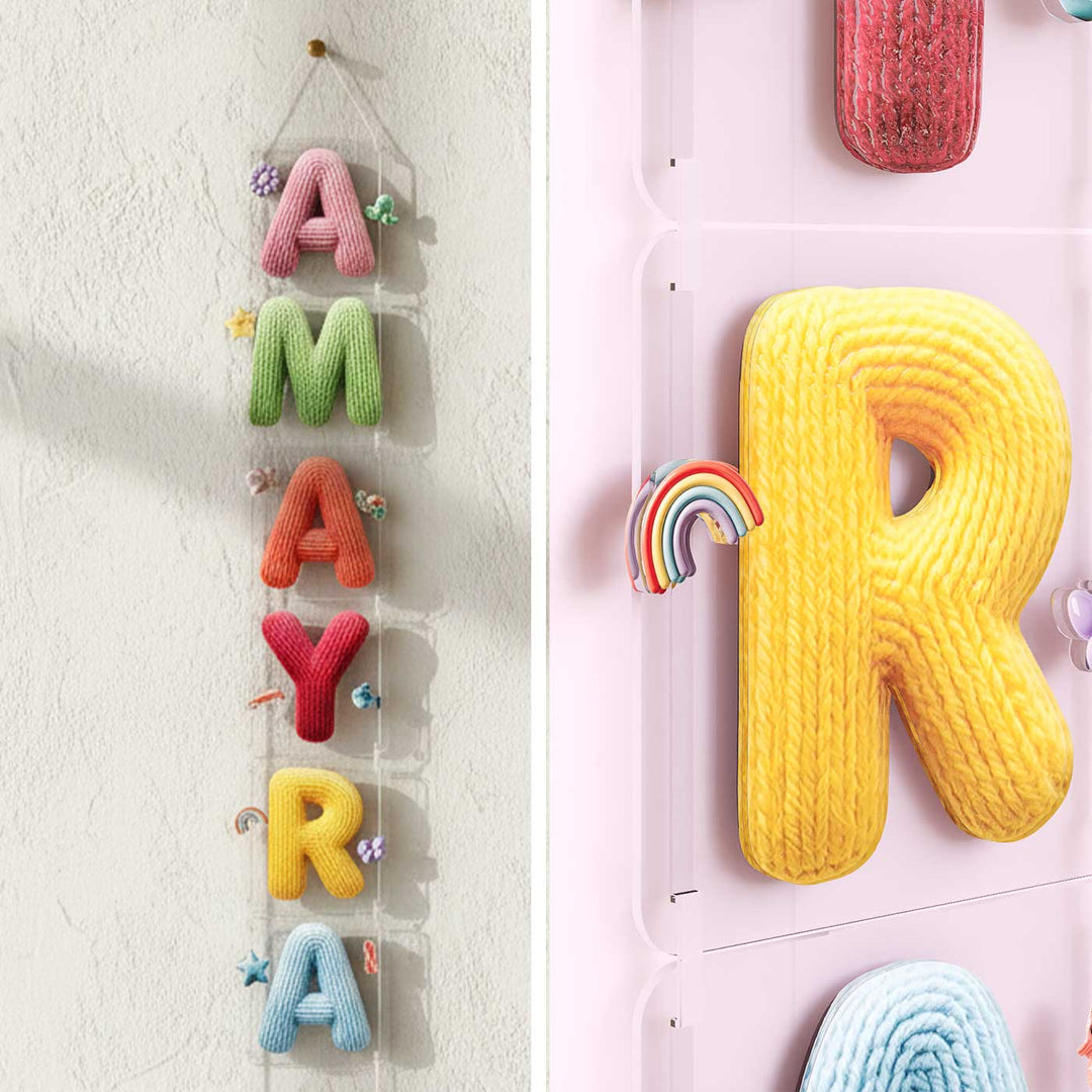 Personalized Acrylic Colourful Knitted Look Vertical Name Hanging