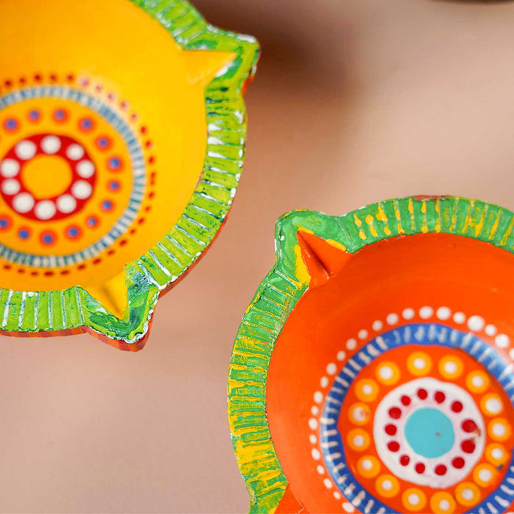 Set of 8 | Handmade Big Star Clay Oil Lamp / Diya