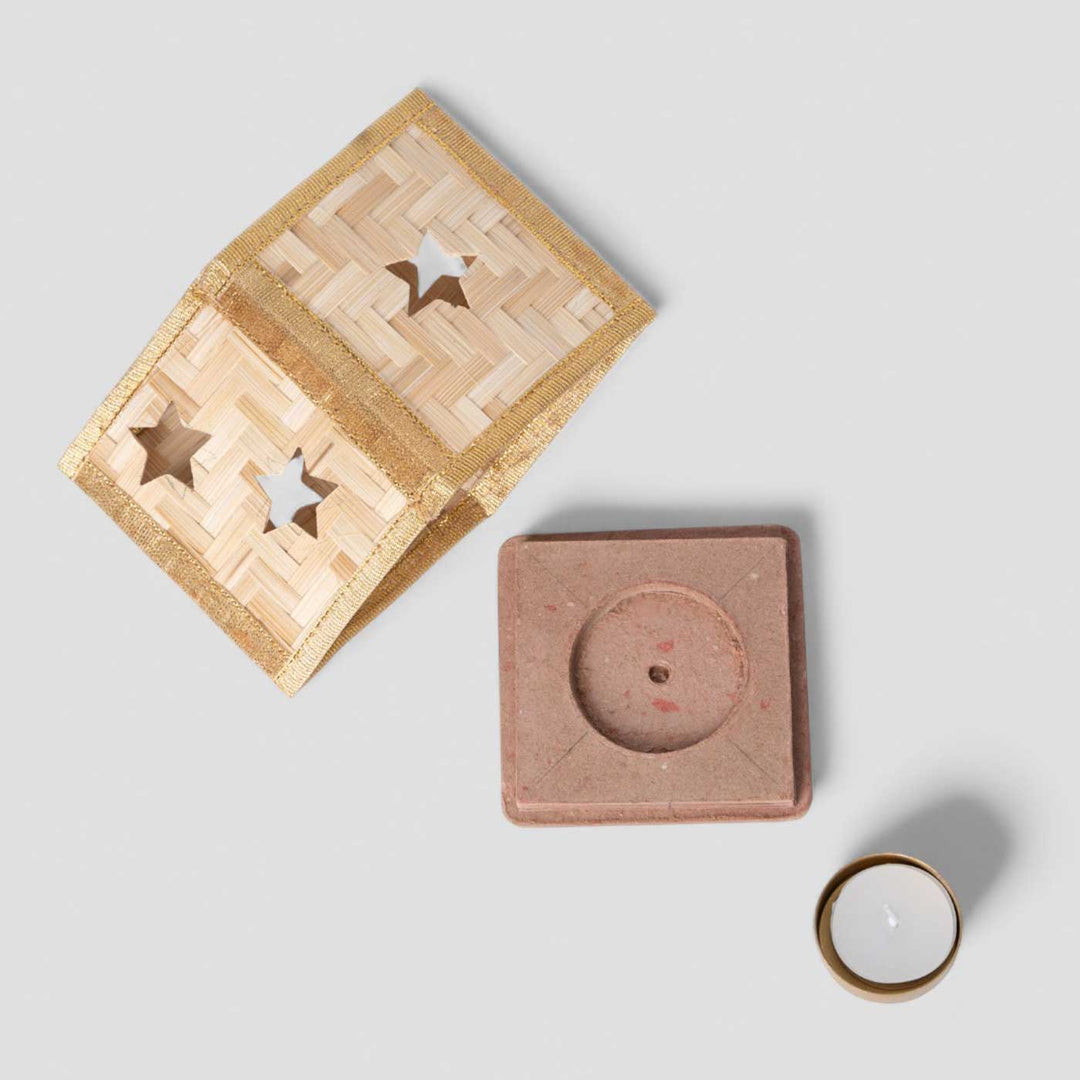 Handmade Bamboo Merry Tree Tea Light Holder