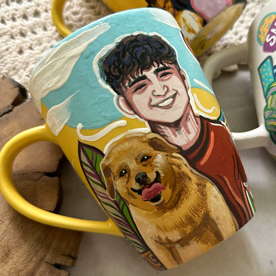 Photo Personalized Hand-Painted Pop Art Illustrated Caricature Mug | 300 ML