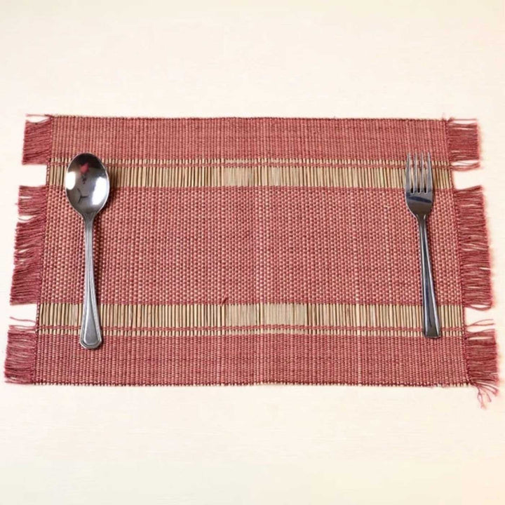 Hand Woven Double Striped Madhurkati Table Runner & Table Mat