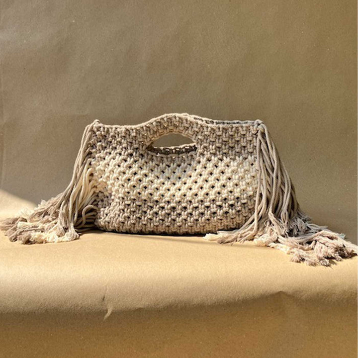 Handmade Macrame Fringe Fest Clutch Bag