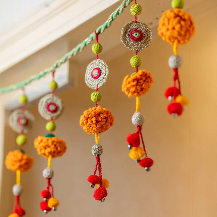 49 Inch | Intricate Realistic Crochet Marigold Devi Design Cotton Toran