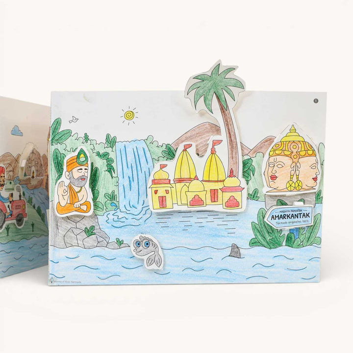Narmada Rivers of India DIY Kit | 11 Coloring Templates, 1 Map Of India And Instruction Sheet
