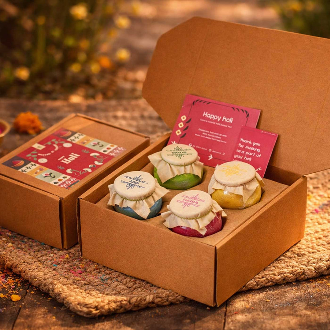 4 Pc | Eco-Friendly Organic Toxin Free Holi Colours | Packed in Matkas