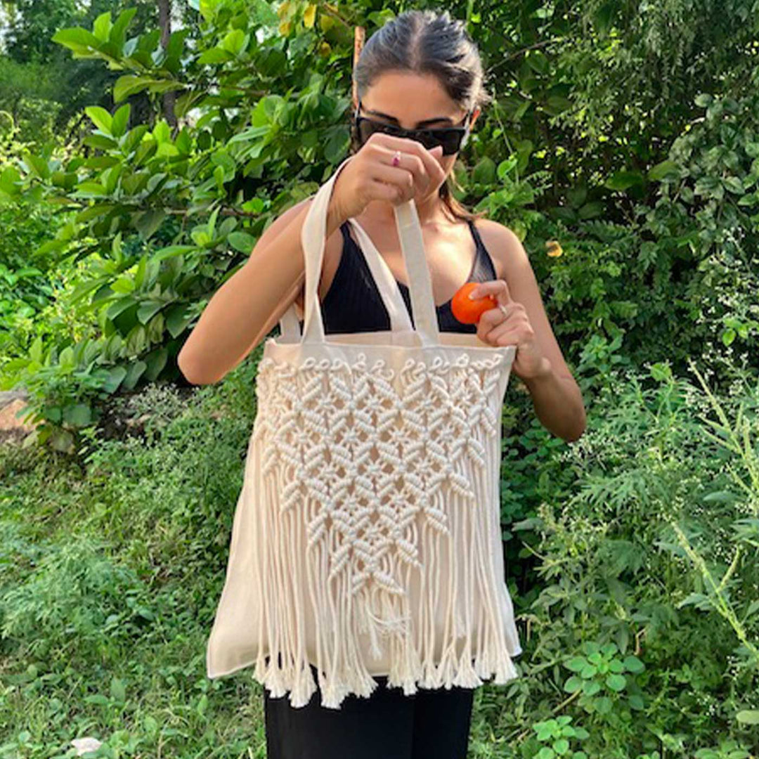 Handmade Macrame Grocery Tote Bag