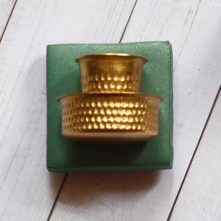 Handmade Polymer Clay Green Kaapi Handi Design Brass Fridge Magnet