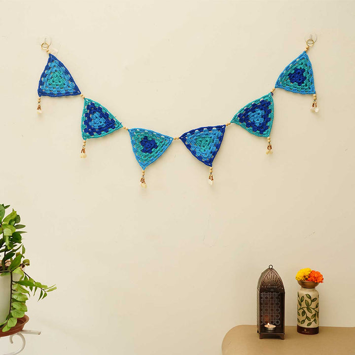 Handmade Tri-Color Triangular Crochet Toran