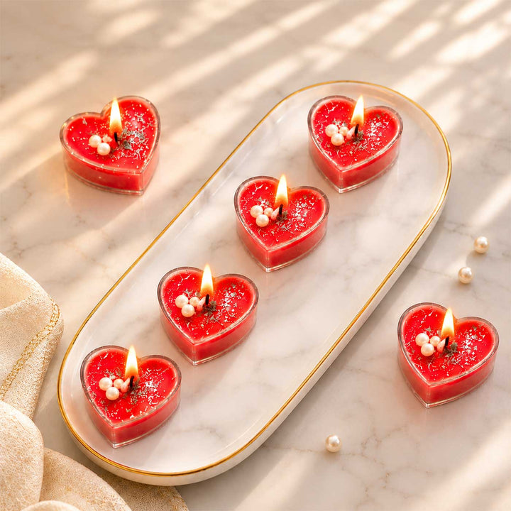 10 pc | Handmade Crimson Heart Rose Scented Soy Wax Tealight Candle