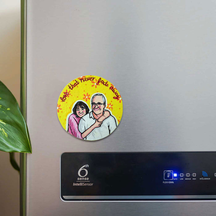 Photo Personalized Hand-Painted Dad And Daughter Canvas Fridge Magnet