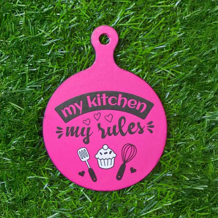 Handmade Decoupage My Kitchen My Rules Pink MDF Wood Decorative Plaque