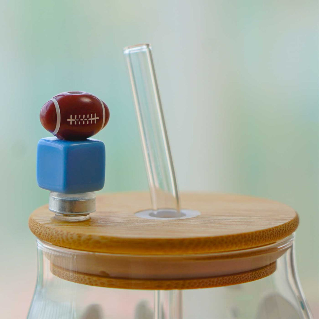Cute Printed "Messi" Theme Glass Tumbler With Straw For Kids