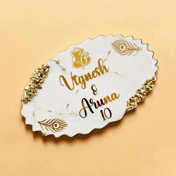 Personalized White Oval Resin Name Plate