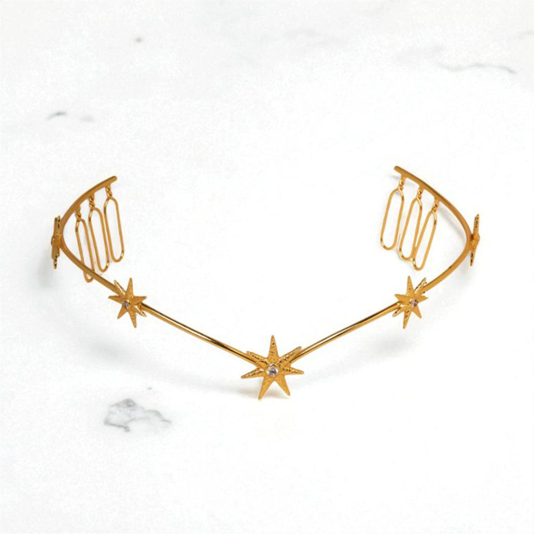 Handmade Sitaare 18k Gold Plated Reverse Headband For Weddings