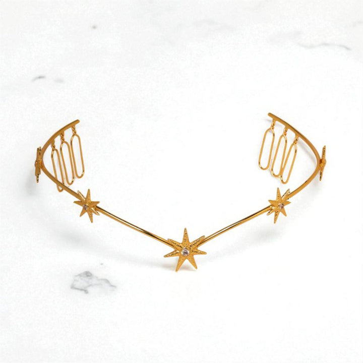 Handmade Sitaare 18k Gold Plated Reverse Headband For Weddings