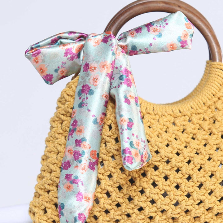 Handmade Macrame Baguette Bag With Bow