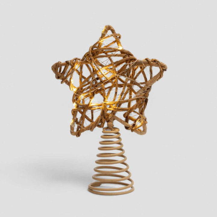 Handmade Banana Rope Twinkle Star Christmas Tree Topper