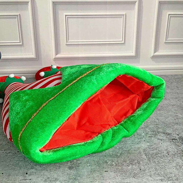 Handmade Inverted Elf Legs Plush Fabric Santa Hat | Xmas Gifting Ideas