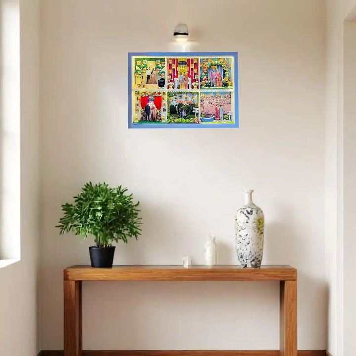 Photo Personalized Handmade Six Partition Design Couples MDF Wood Decorative Plaque With Lights