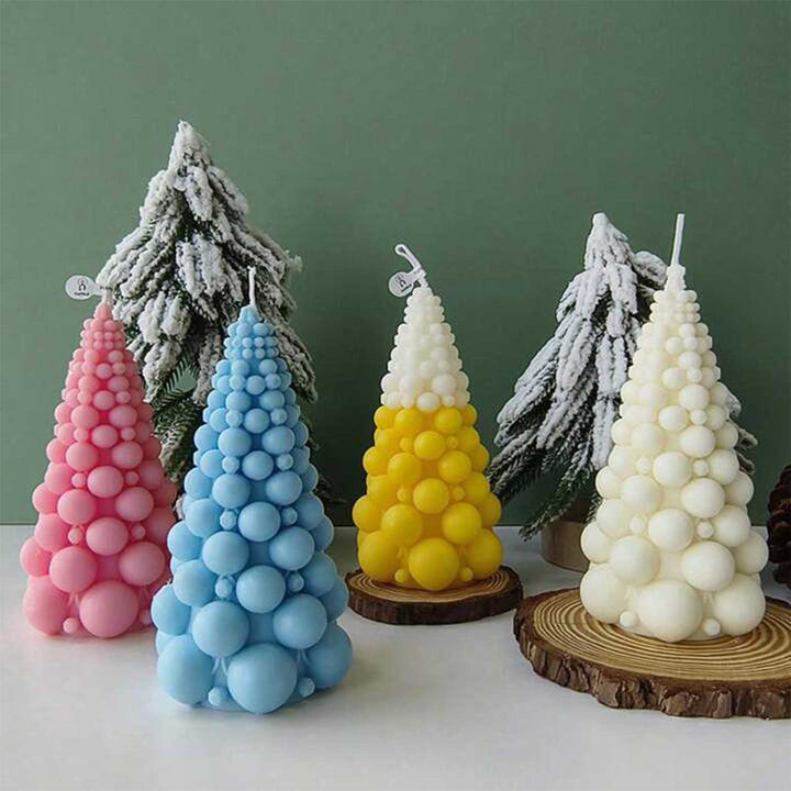 Handmade Bubble Xmas Tree Soy Wax Candle For Christmas Decoration