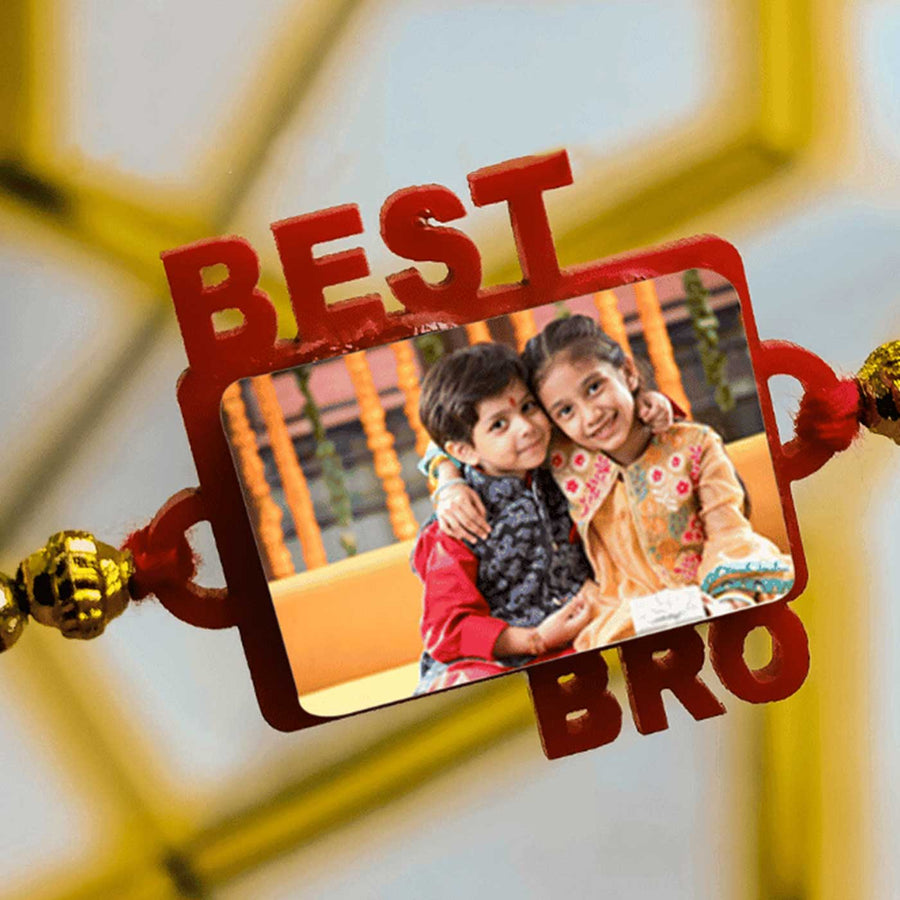 Photo Personalized Handmade Best Bro Rudraksh Rakhi For Brother - Close-up of Photo Frame