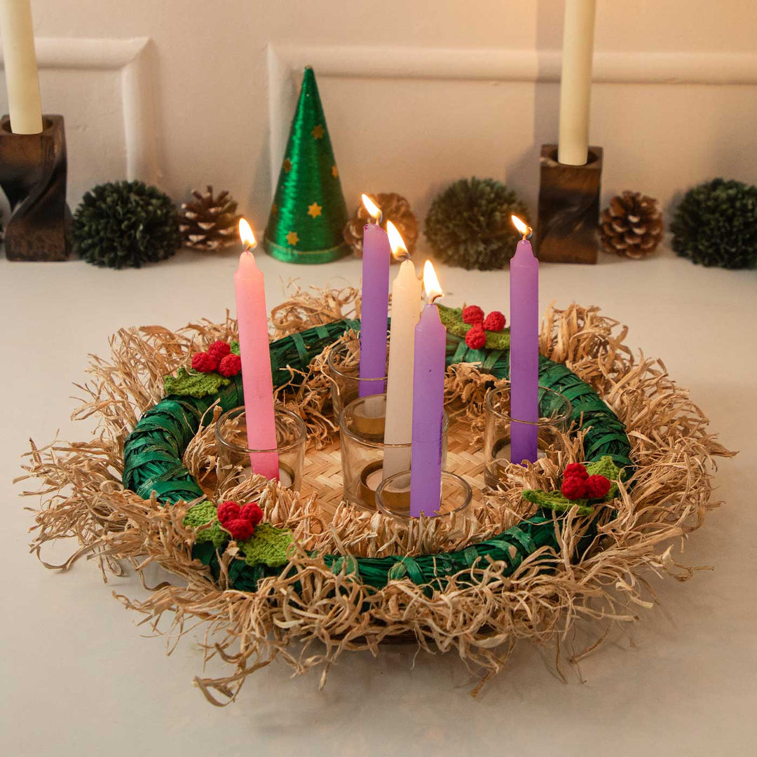 Ecofriendly Centerpiece Banana Wreath With Candle Holder