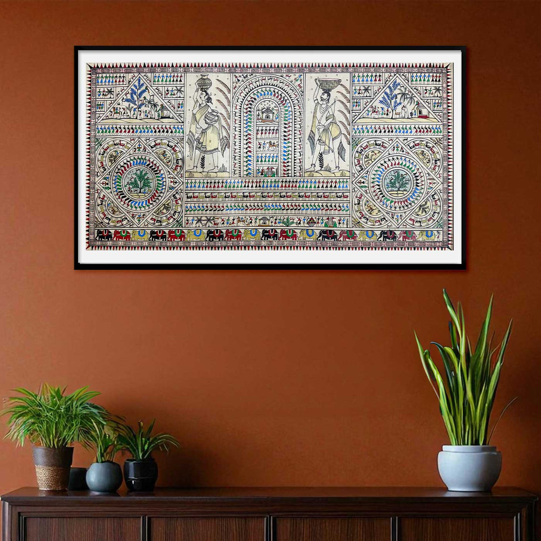 24 X 40 Inch | Handmade Silk Saura Tribal Art Of Odisha Painting