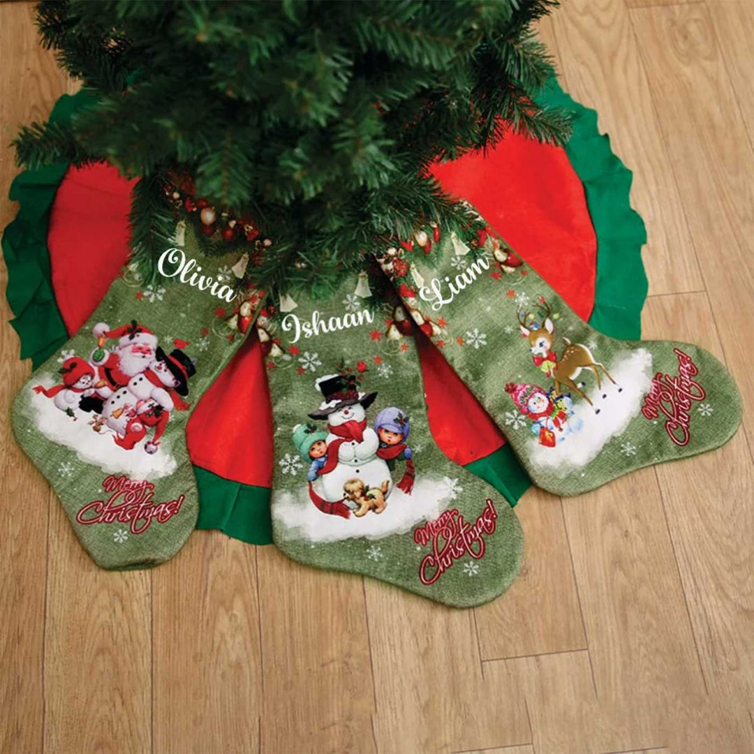 Personalized Snowman & Friends Felt Stockings For Christmas Decoration