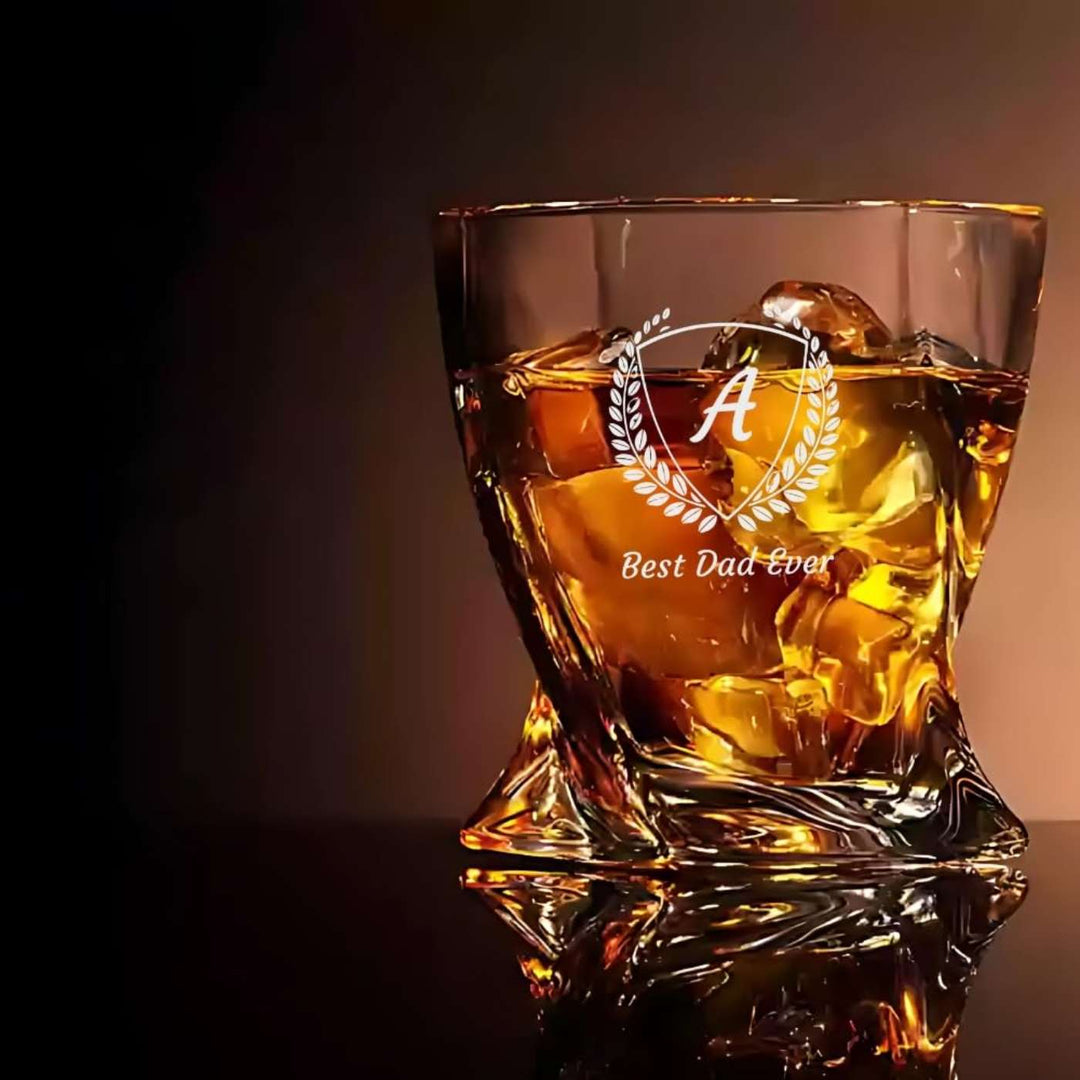 Personalized Engraved Best Dad Ever Theme Whiskey Glass | 310 ml