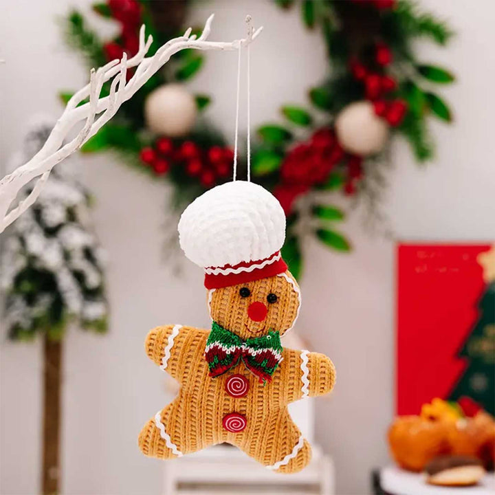 Handmade Gingerbread Knitted Woolen Ornaments For Christmas Tree Decoration | Set Of 2