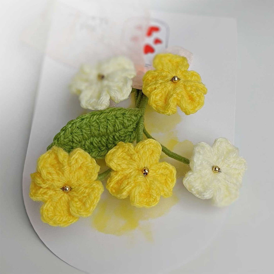 Handmade Crochet 3D Yellow Floral Greeting Card