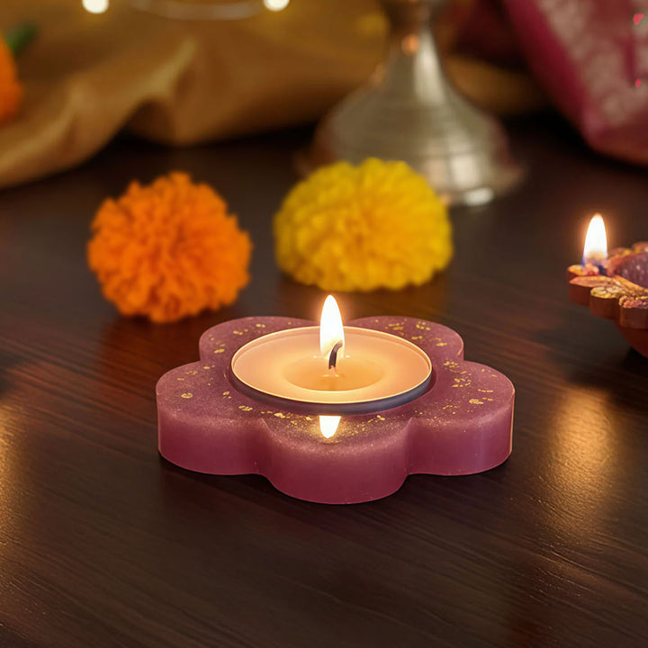 Handmade Floral Resin Tealight Holder