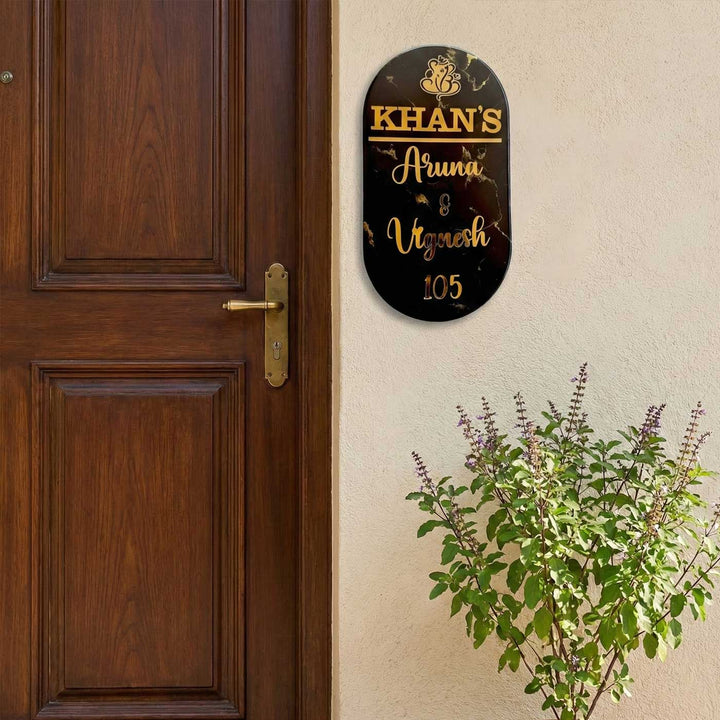 Personalized Black & Gold Resin Vertical Name Plate