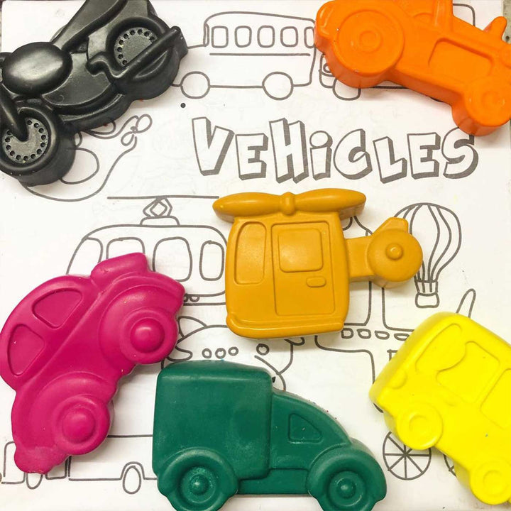Handmade Non-Toxic Jumbo Vehicles Assorted Crayons | Set Of 6