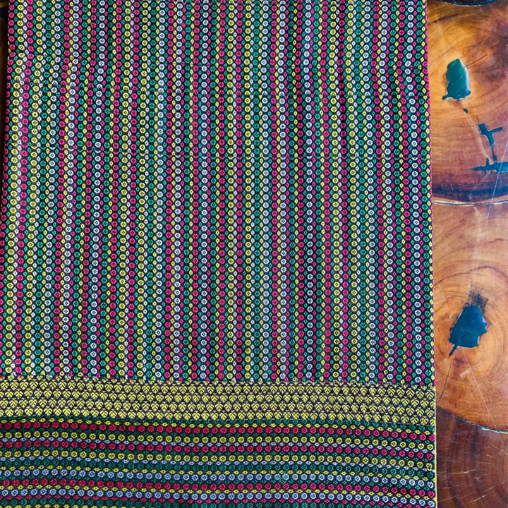 Handmade Multicolour Dotted Design Khunn Fabric Cotton Table Runner | 12 x 60 Inch