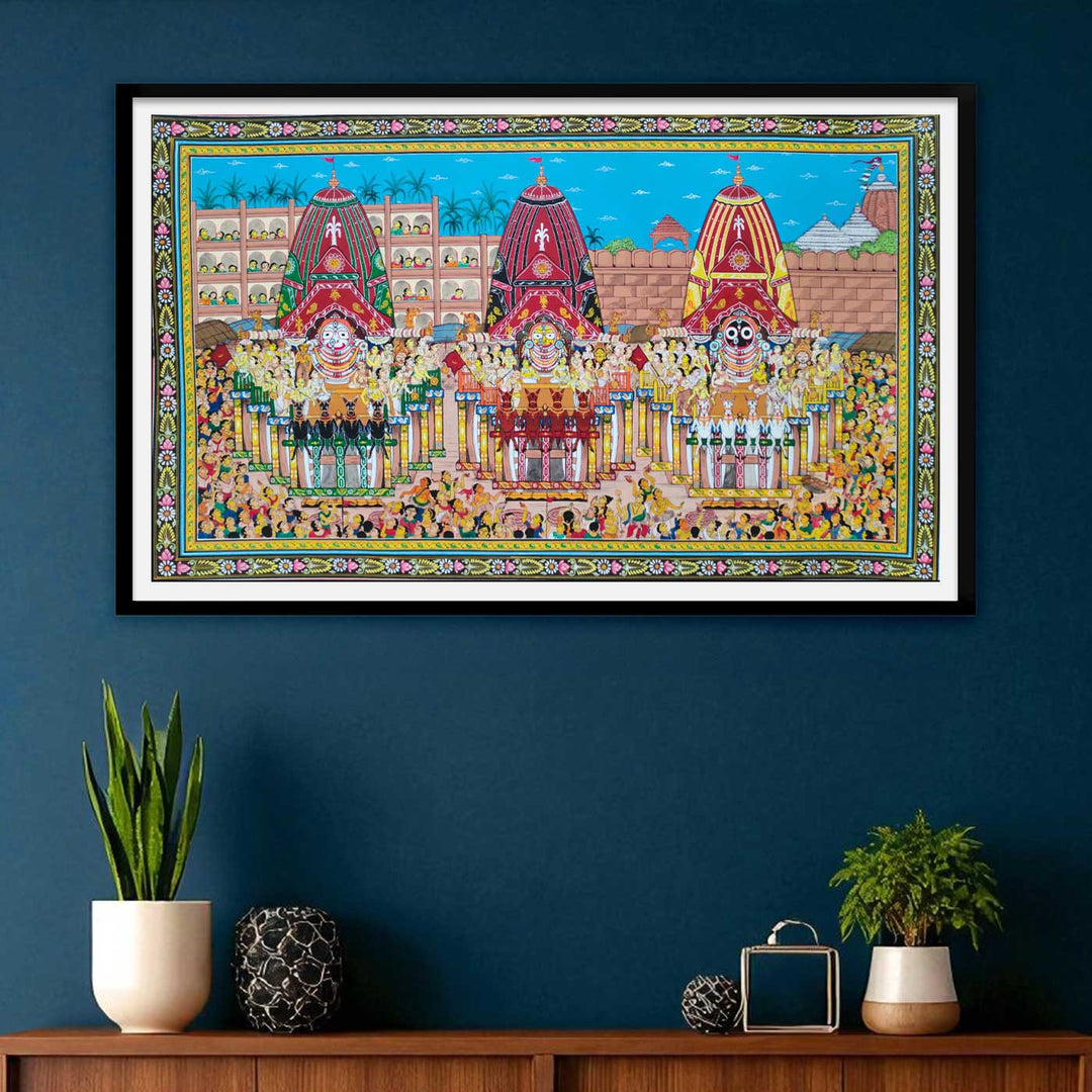 48 x 30 Inch | Handmade Canvas Rathyatra Painting