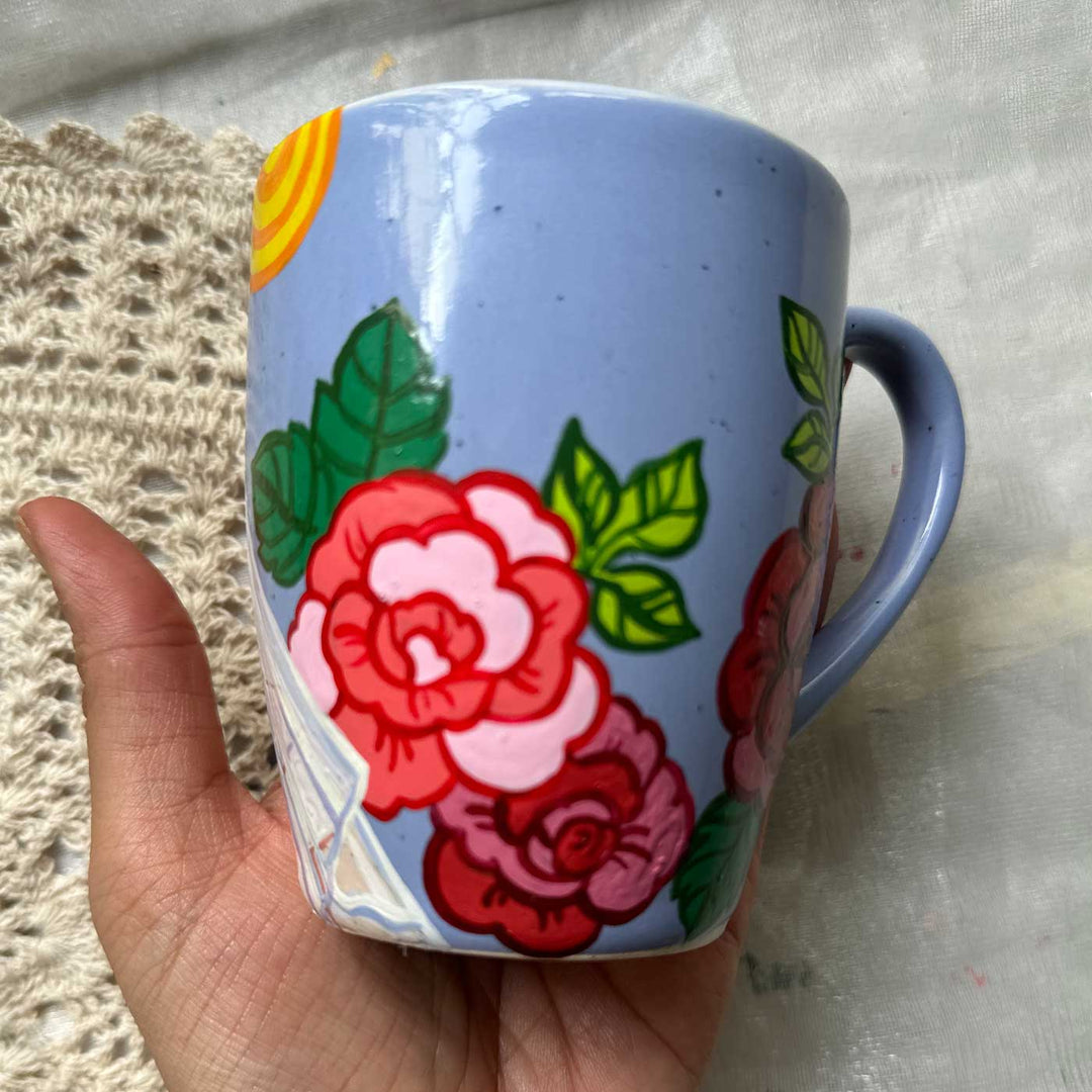 Photo Personalized Hand-Painted Wedding Illustration Ceramic Mug For Couples | 300 ML