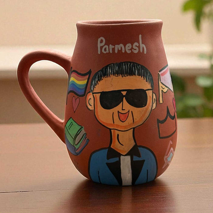 Handpainted Photo Personalized Hobby Theme Clay Mug With Doodles