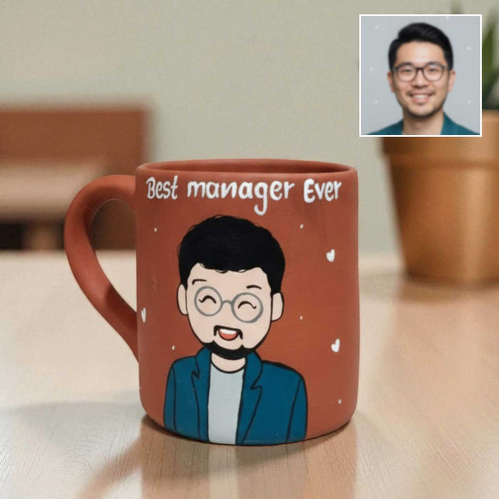 Photo Personalized Hand-Painted Manager Terracotta Mug