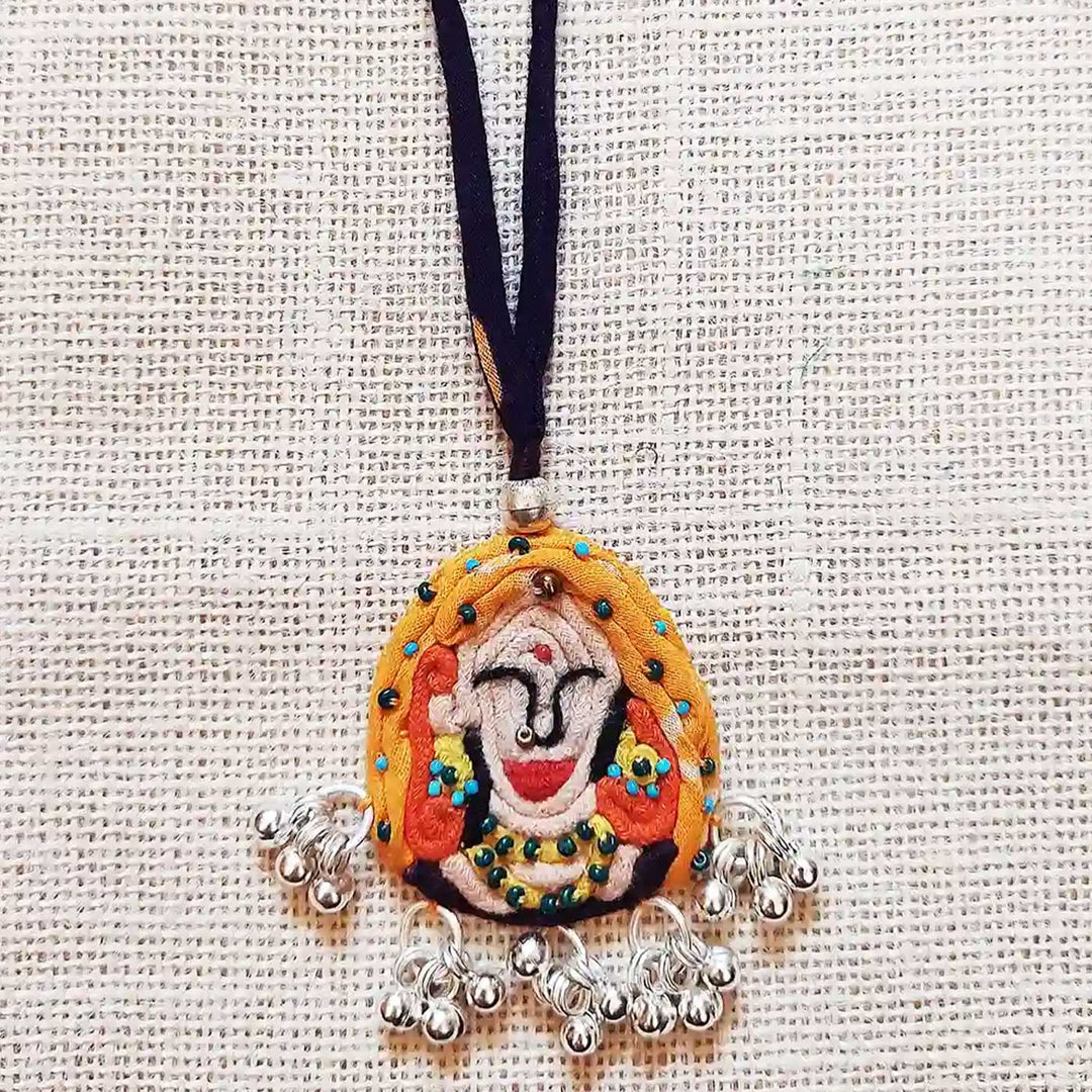 Handmade Dori Work Rani Motif & Ghungroo Cotton Lumba Rakhi for Bhabhi With Roli Chawal