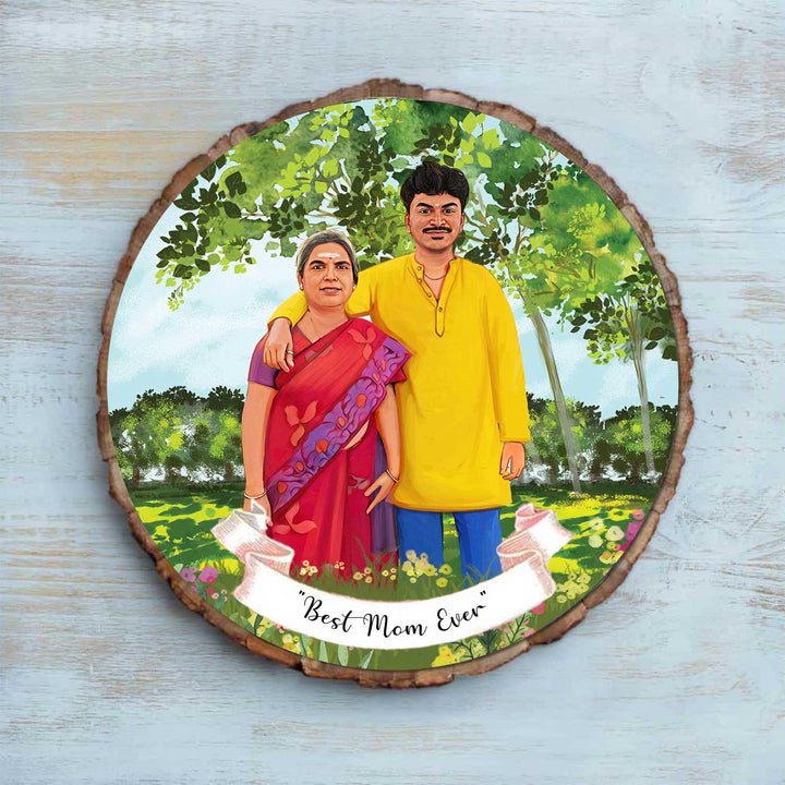 Photo Caricature Bark Nameplate with Stand