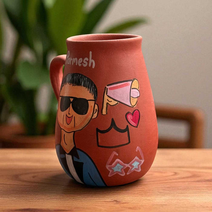 Handpainted Photo Personalized Hobby Theme Clay Mug With Doodles