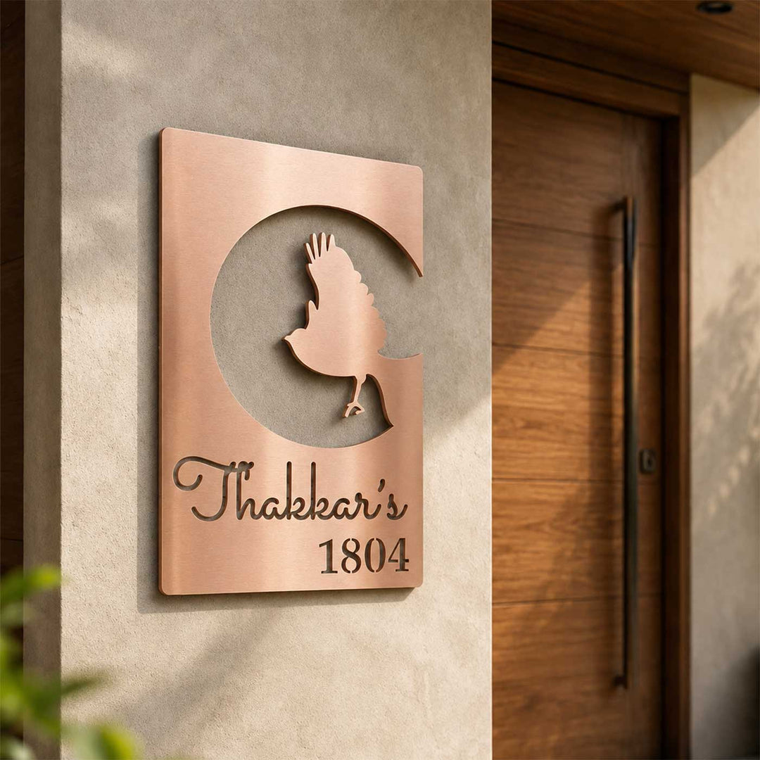 "Freedom" Personalized Weatherproof Stainless Steel Name Plate With House Number For Home