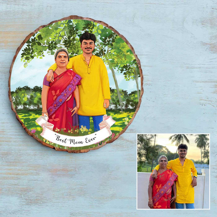 Photo Caricature Bark Nameplate with Stand