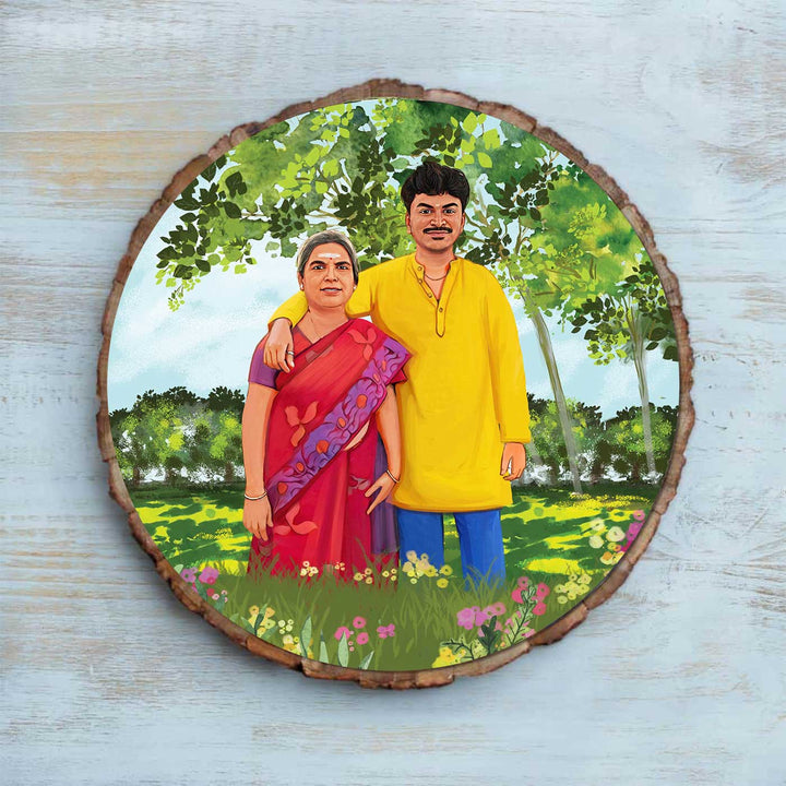 Photo Caricature Bark Nameplate with Stand