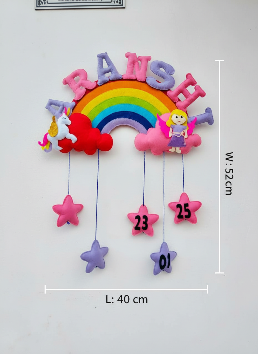 Unicorn & Fairy Rainbow Felt Kids Name Plate