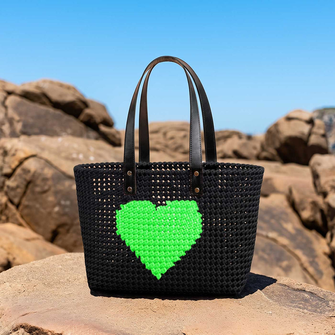 Black Heart Mukhya Knot Handmade Koodai Tote Bag